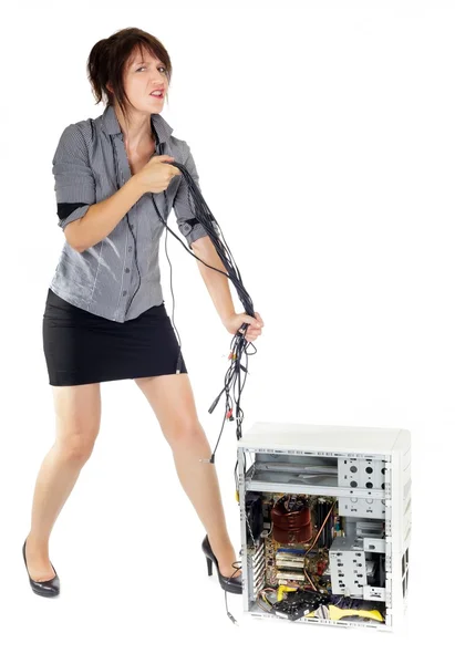 Kvinna dator dominans — Stockfoto
