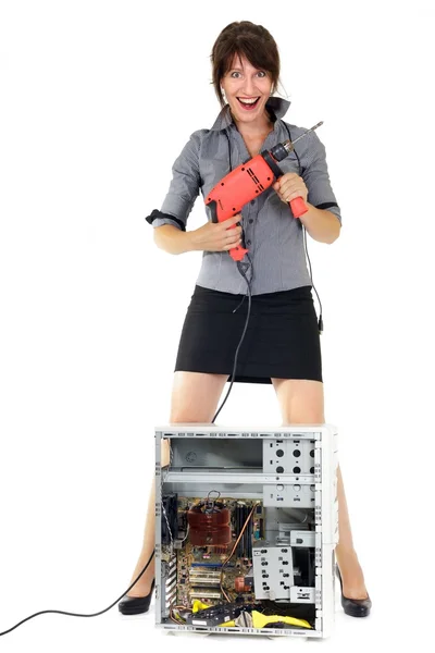 Sterminatore tecnologia donna — Foto Stock