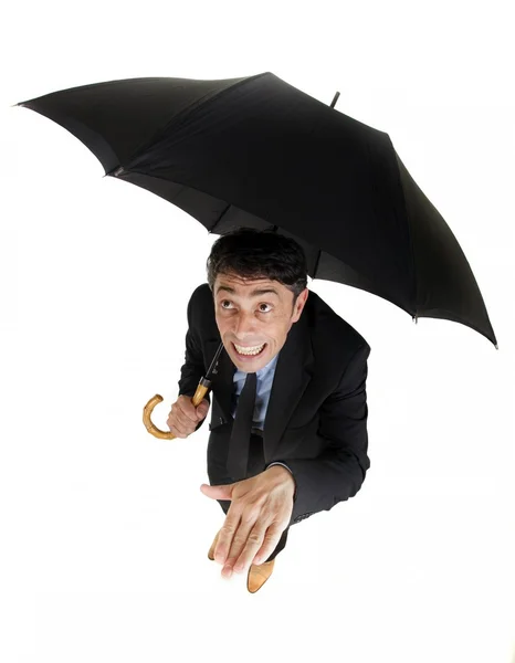 Businessman checking on the rain — Stock Photo, Image