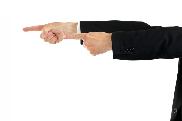 Businessman pointing with both hands — Stock Photo, Image