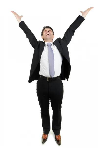 Jubilant businessman rejoicing — Stock Photo, Image