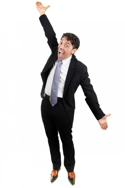 Excited businessman cheering — Stock Photo, Image