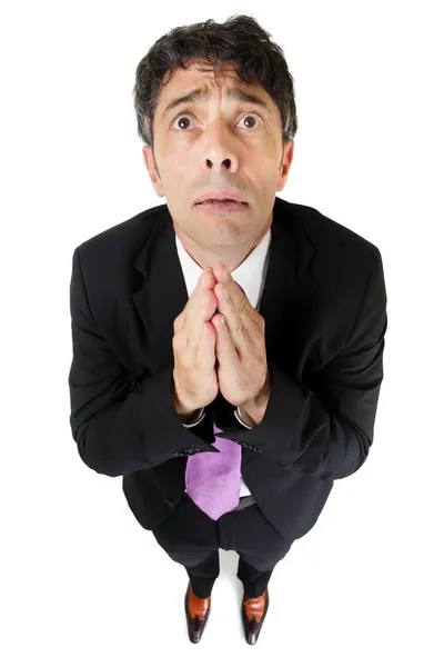 Zoufalý podnikatel se modlí — Stock fotografie