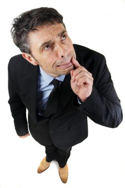 Thoughtful frowning businessman clipart
