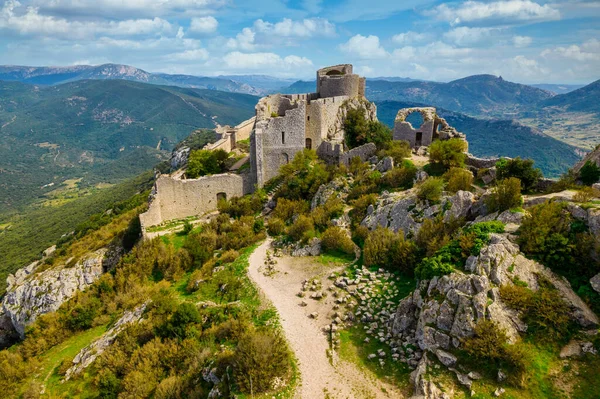 Castillo Medieval Cátaro Peyrepertuse Sur Francia —  Fotos de Stock