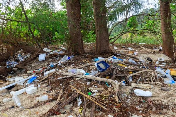 Important Plastic Pollution Thailand Beach Island — Stock Photo, Image