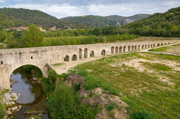 Flygfoto Ansignan Roman Akvedukten Södra Frankrike Aude Departement — Stockfoto