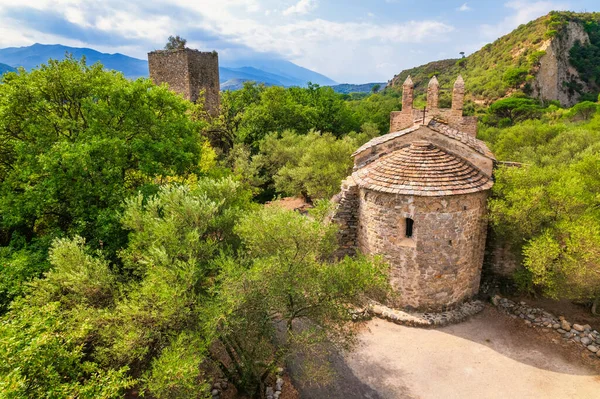 Luftaufnahme Der Alten Verlassenen Kapelle Von Casenoves Südfrankreich — Stockfoto