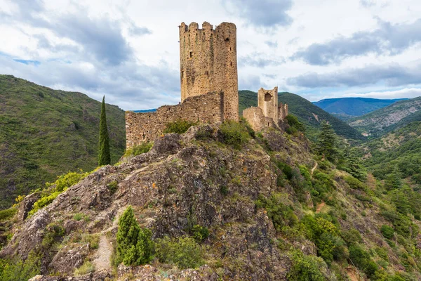 Ruinas Del Castillo Cátaro Medieval Francés Lastours Aude France —  Fotos de Stock