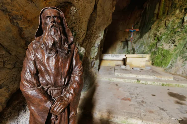 Drewniana Rzeźba Religijna Pustelni Antoniego Francja — Zdjęcie stockowe