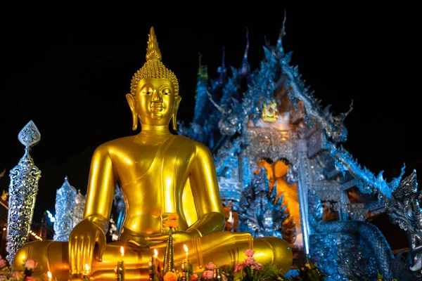 Night Shot Wat Suphan Silver Temple Illuminated Night Chiang Mai — Stockfoto