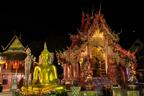Foto Nocturna Del Templo Plata Wat Suphan Iluminado Por Noche — Foto de Stock