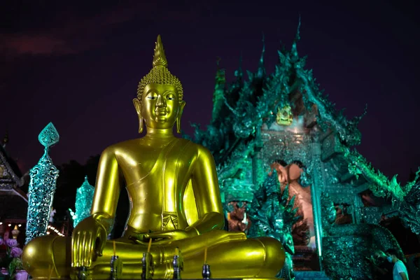 Night Shot Wat Suphan Silver Temple Illuminated Night Chiang Mai —  Fotos de Stock