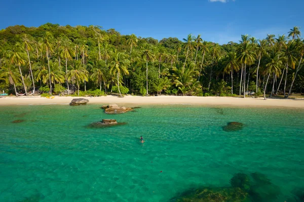 Flygfoto Koh Kood Stranden Visar Viken Med Vit Sand Och — Stockfoto