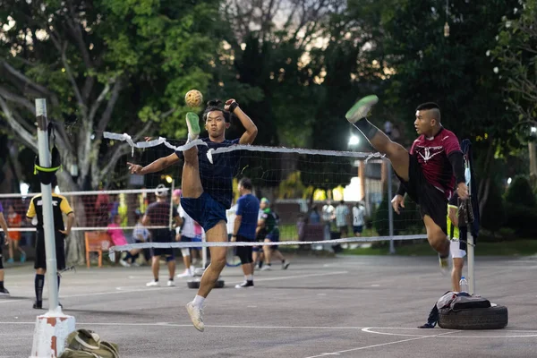 Chiang Mai Thailand January 2022 Men Playing National Sepak Takraw — Stok Foto
