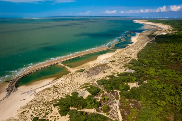 Aerial Shot Soulac Coastline Gironde France Saltwater Pools Formed Canon — Zdjęcie stockowe