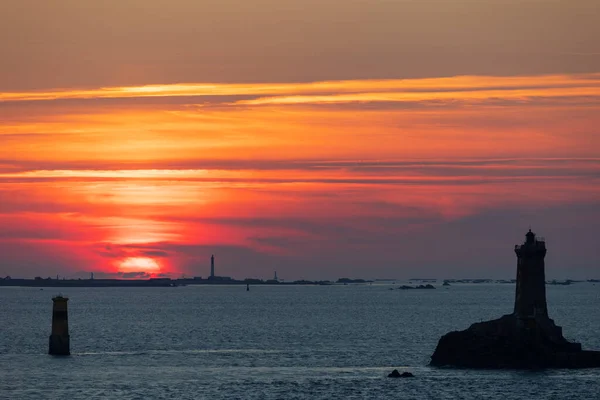 Vieille Deniz Fenerinin Fransa Nın Brittany Kentindeki Sein Adası Nın — Stok fotoğraf