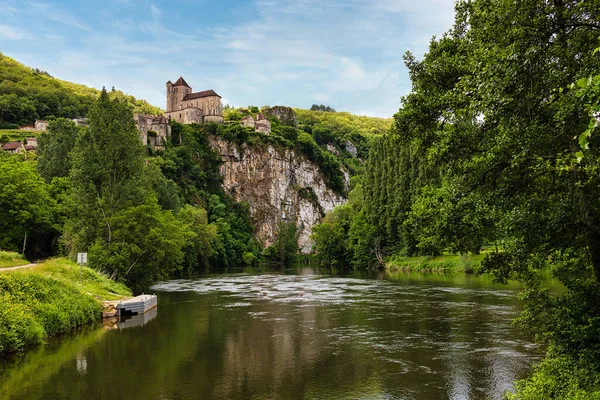 Lot River Saint Cyr Lapopie Village Top Cliff France — Stock Photo, Image