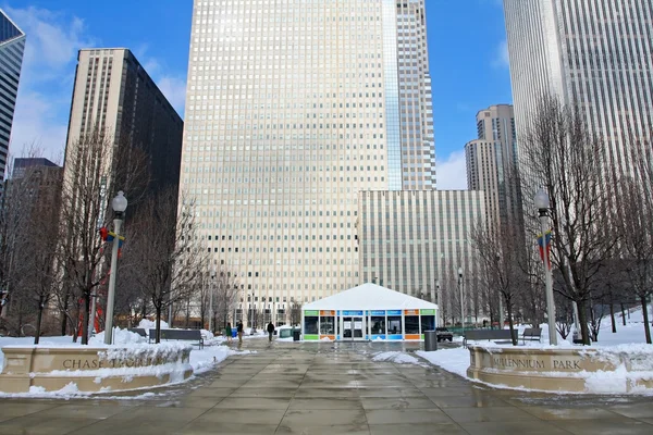 Winter in chicago Millennium park — Stockfoto