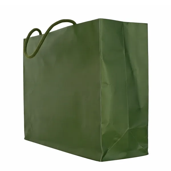 Bolsa de compras verde áspera aislada en blanco — Foto de Stock