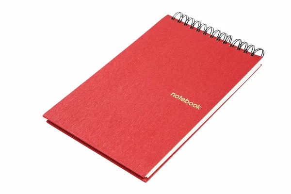 Notebook vermelho com encadernação espiral — Fotografia de Stock