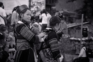 Black Hmong's women from Cat Cat village in Sapa clipart