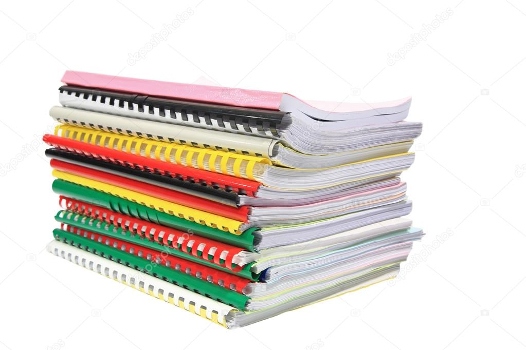Stack of paper folders isolated on white