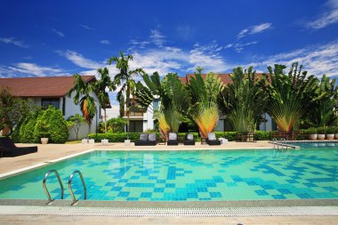 Lüks tatil köyünde yüzme havuzu