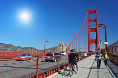 people walk on Golden gate footpath, San Francisco clipart