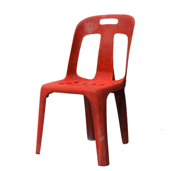 Red plastic chair isolated on white — Stock Photo, Image