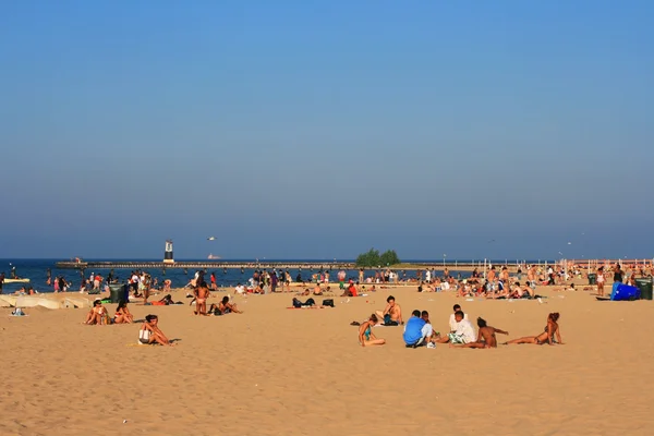 People at Beach on Lake Michigan in Chicago