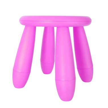 beyaz izole pembe plastik tabure