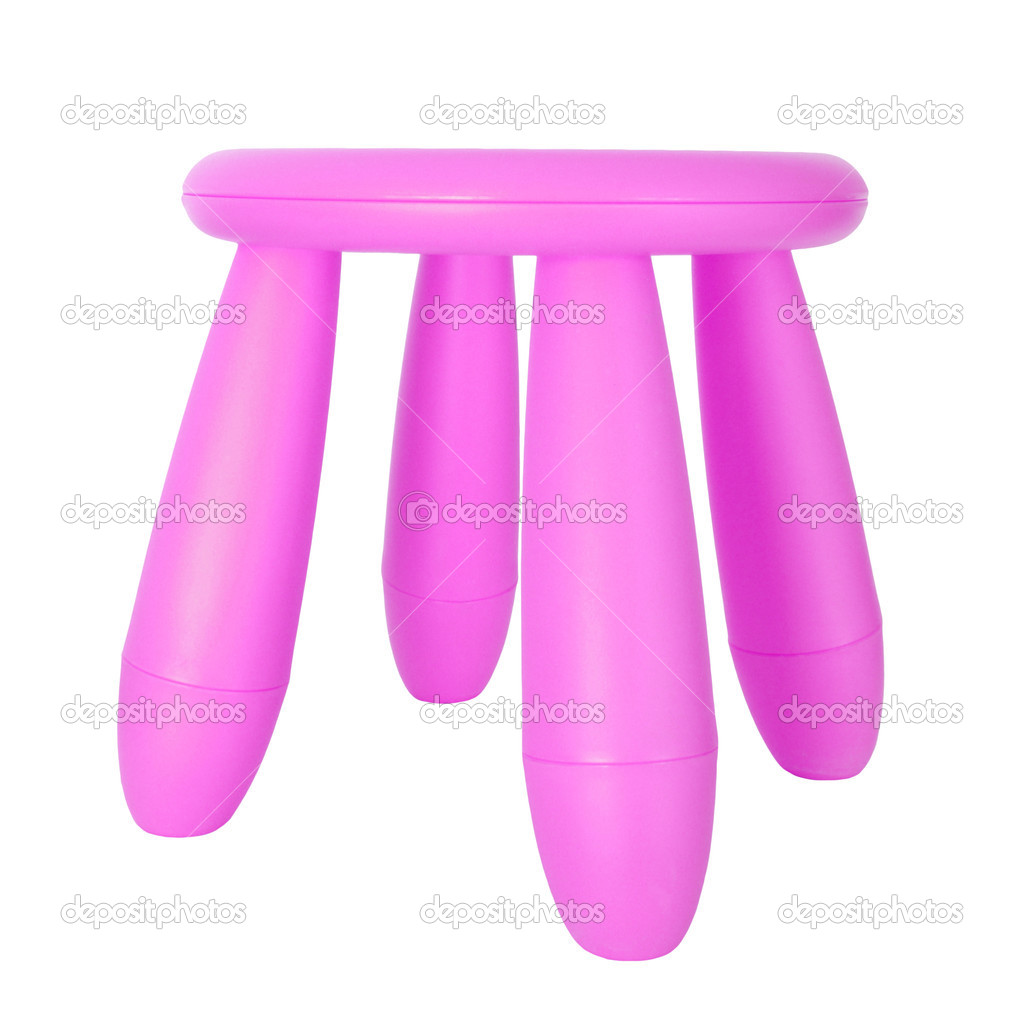 Pink plastic stool isolated on white