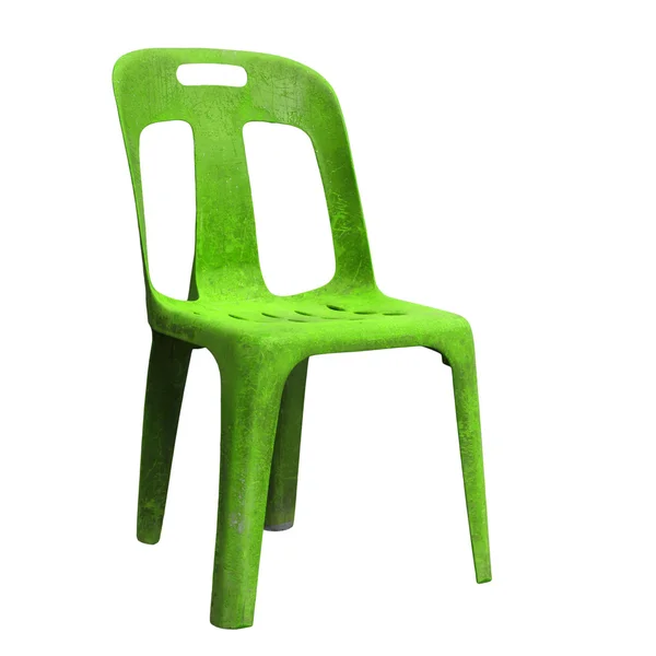 Green plastic chair isolated on white — Stock Photo, Image