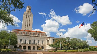 Landscape of  University of Texas (UT) building clipart