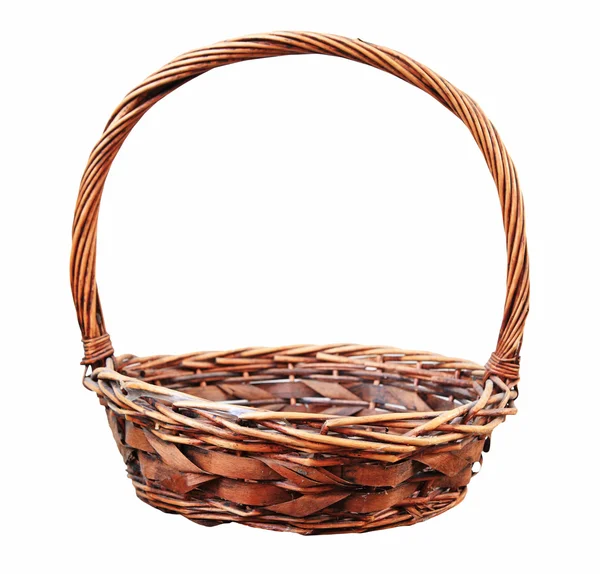 Red wooden wicker basket isolated — Stock Photo, Image