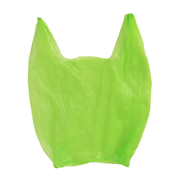 Sac en plastique cellophane vert isolé sur blanc — Photo