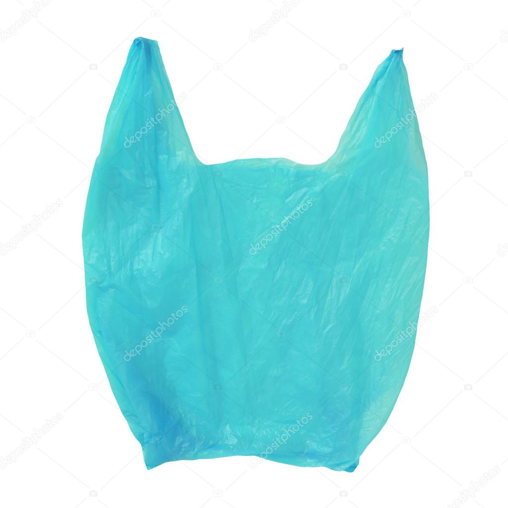 Blue Plastic bag isolated on white 