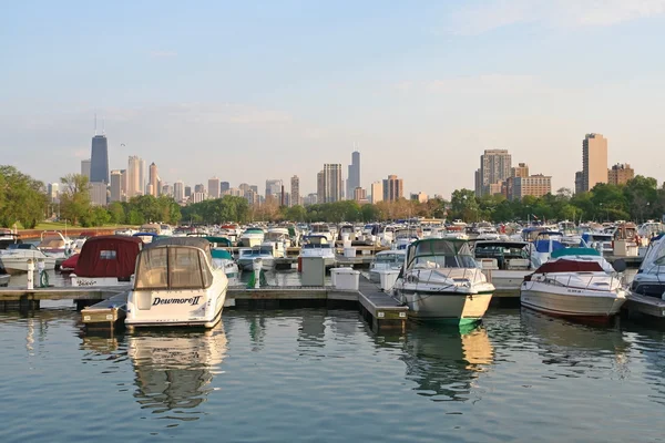 Přeplněný přístav město v Chicagu — Stock fotografie