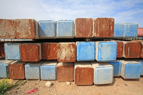 Large concrete piles preparing for construction — Stock Photo, Image