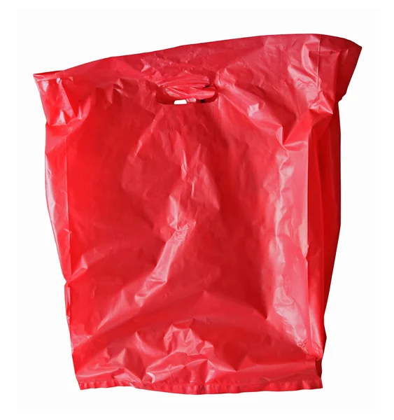 Red plastic bag isolated on white — Stock Photo, Image