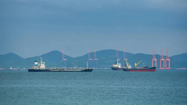 Zeevracht Vrachtschip Bij Koh Sichang Golf Rond Sriracha Provincie Chonburi — Stockfoto