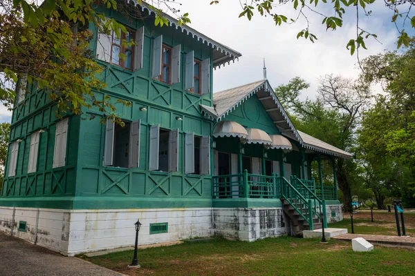 Historické Zelené Dřevěný Palác Phra Chutathut Nebo Chudadhuj Koh Sichang — Stock fotografie