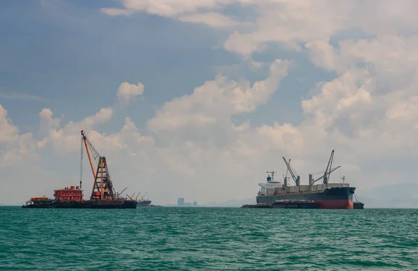 Groot Vrachtschip Voor Olievracht Koh Chang Golf Rond Siracha Provincie — Stockfoto