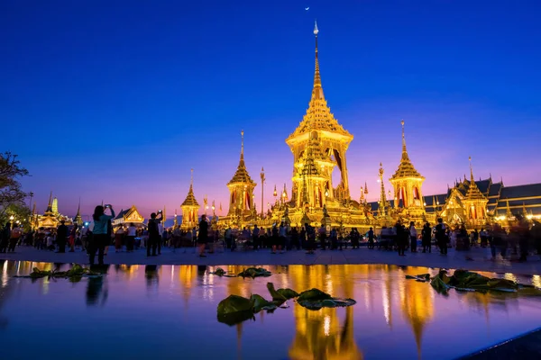 Silhouette Thai Poeple Royal Cremation His Majesty Late King Bhumibol — Fotografia de Stock