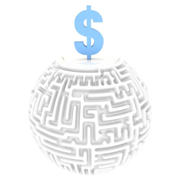 Complex Dollar labyrinth 3d graphic — Stock Photo, Image