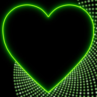 disko kalp simgesi yeşil neon parti ışık ile