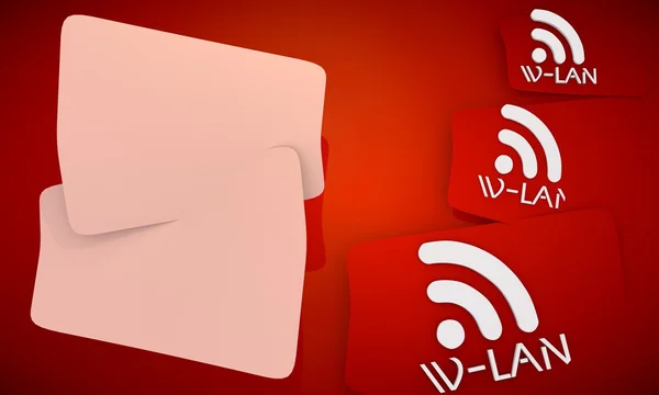 经典红色的 w-lan 背景与三个图标 — 图库照片