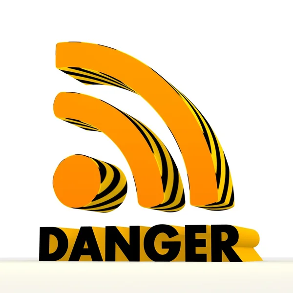 Sign wifi icon with warning pattern — Stock Photo, Image