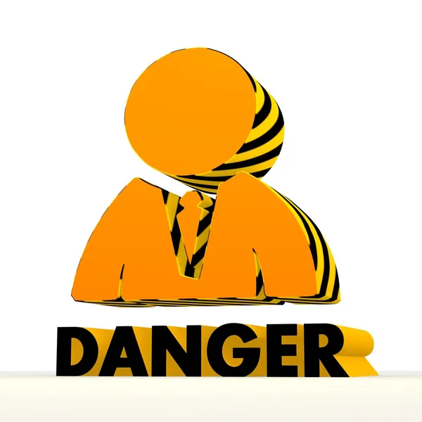 Warning business man pictogram with warning pattern — Stock Photo, Image
